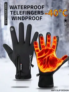 1 Pair Outdoor Cold Protection Touchscreen Thermal Gloves, Windproof Waterproof Warm Wool Lining, Unisex Thick Soft Cold Weather Gloves for Skiing Cycling Driving Running Hiking Snow Sports and All Outdoor Activities  **TikTok**？