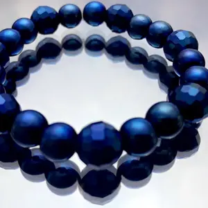 Dark Blue Round Disco Bracelet for Women