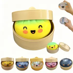 Giant Glitter Dumpling Squishy Toy with Steamer Box - Soft Squeeze Decompression Fidget Toy for Anxiety Relief, Cute Stress Ball for Adults & Kids