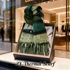 Women's Green Color Tassel Decor Scarf, Casual Soft Warm Shawl for Fall & Winter, Fashion Accessories for Daily Wear, Fluffy Soft Scarf