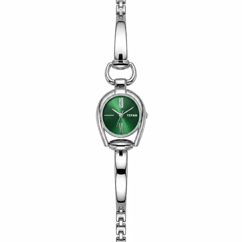 Women’s Silver-Tone Bracelet Watch with Green Dial | Elegant Quartz Wristwatch