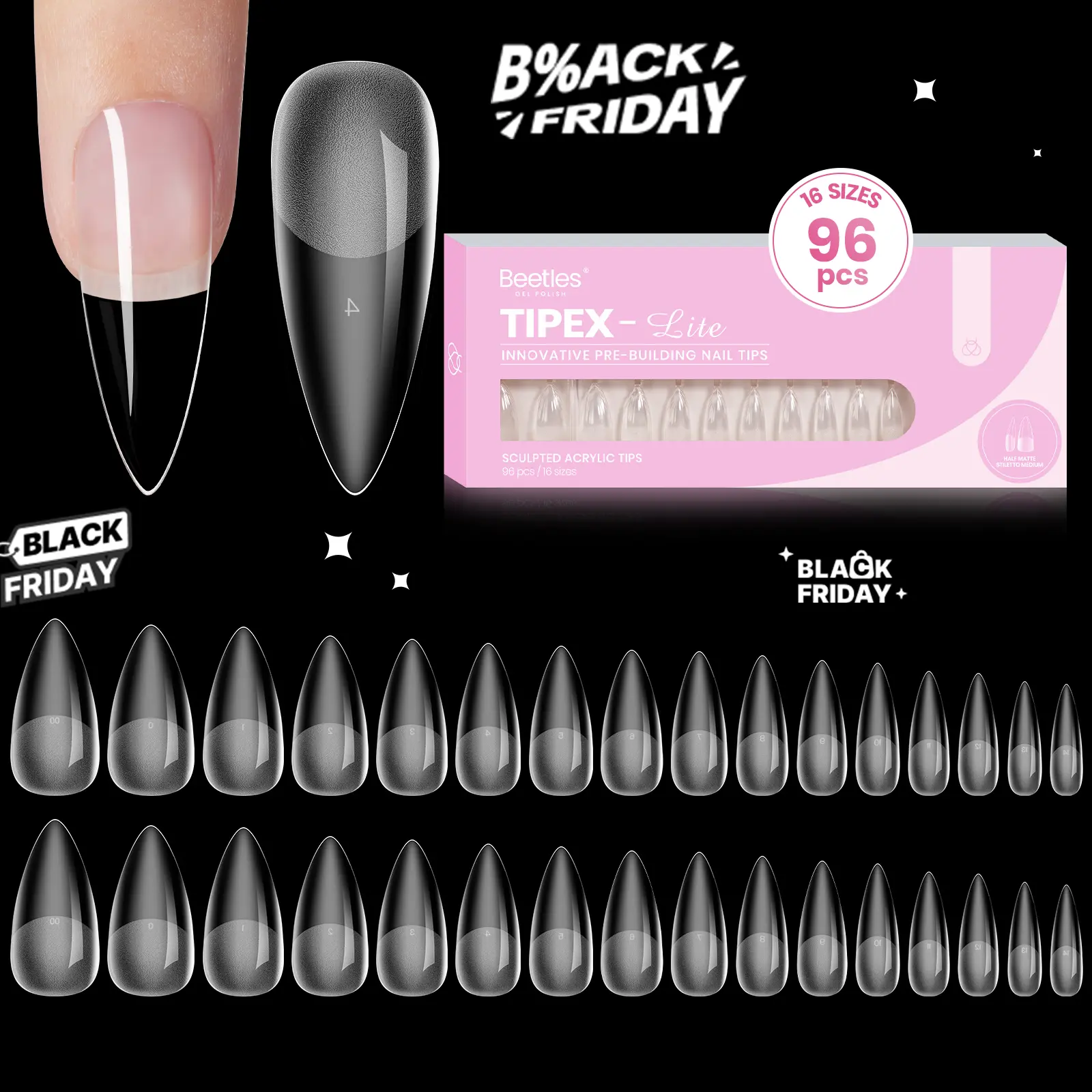 96 Pcs Medium Stiletto