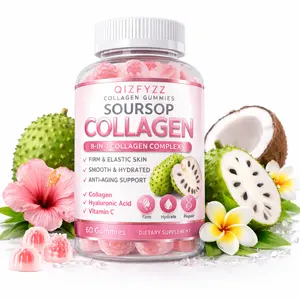summervibes Soursop Collagen Gummies - 8-in-1 Dietary Natural Skin Care Supplement with Hyaluronic Acid, Vitamin C, Antioxidants - Collagen Deep Hydration, Skin Firming, Anti-Aging Support - Vegan, Non-GMO, 60 Gummies