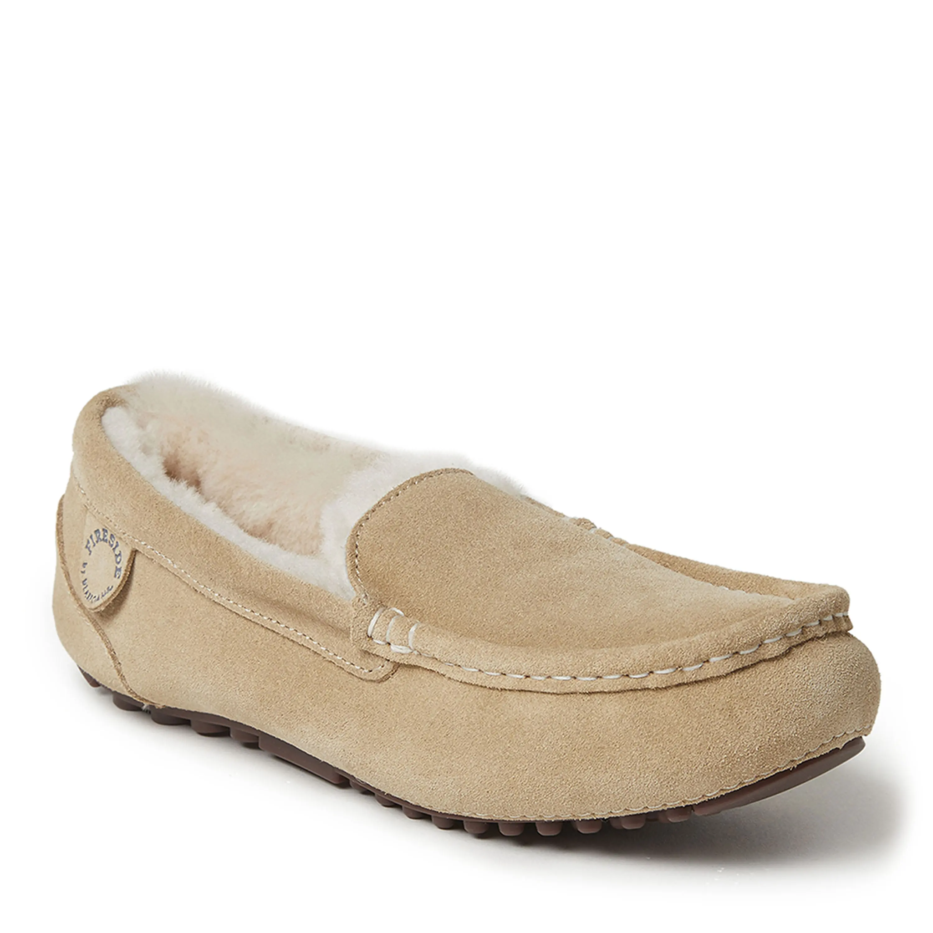 Women's Fireside By Dearfoams Mel Genuine Shearling Moccasin Slipper - Luxury Shoe, Comfortable Footwear, Round Toe, Flat Heel