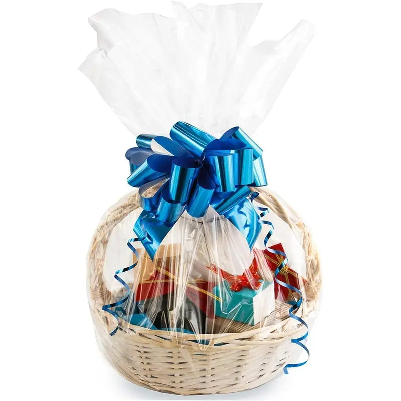 Large Cello/Cellophane Bags,30x 40 Inches Clear Basket Bags OPP Plastic Cellophane Wrap for Gift Baskets Packaging 10 Pieces