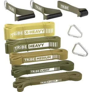 Tribe Lifting Resistance Bands Set of 5, Pull Up Bands with Handles and Door Anchor for Strength Training at Home