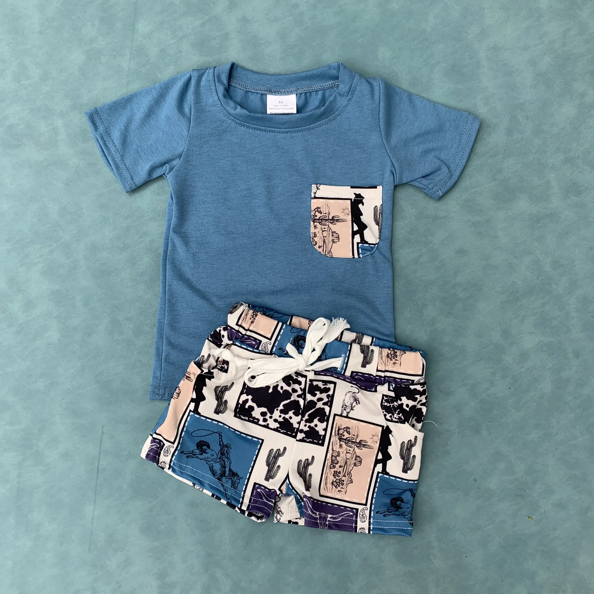 Western rodeo cactus kids boys summer clothes Western rodeo cactus kids boys summer clothes