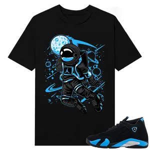 Unisex T-shirt To Match Sneakers Jordan 14 Black & University Blue - Space Jam. 100% Cotton for Casual Wear. Comfortable Summer Unisex T-Shirt to match Jordan Sneaker. Streetwear Style. urban outfitters