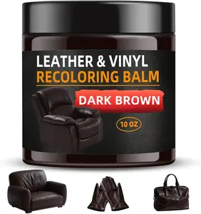 Leather Recoloring Balm - Scratch Repair & Color Restore Kit for Faded Leather, Leather Couch &  Seats - 10OZ Leather Restorer Balm for Furniture, Auto Interior, Vinyl, Accessories (Dark Brown)