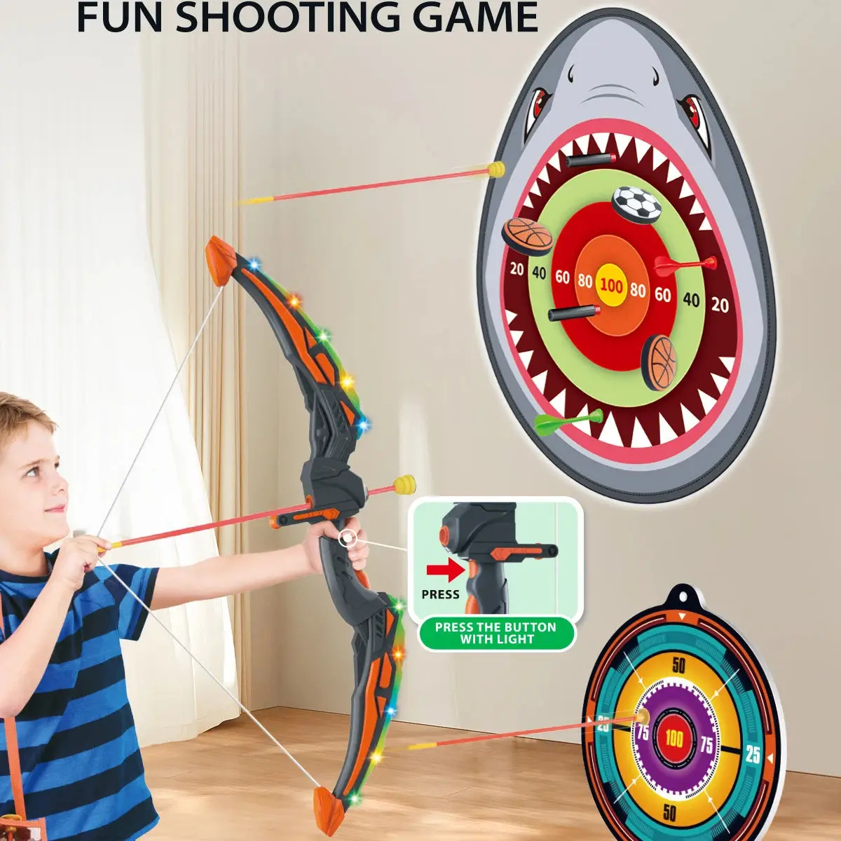 Children's Archery Target Set Dart Shark Target Sticky Ball Indoor And ...