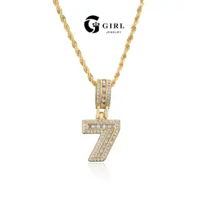 GGIRL Exquisite 18k Gold Plated Cubic Zircon 0 to 9 Lucky Number Pendant Necklace for Men and Women Personalized Hip Hop Lucky Number Jewelry Perfect for Daily Party Clothe Decor,Ideal Gift Giving for Her/Boy/Mom on Birthday Anniversary Mother's Day