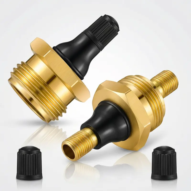 2-Pcs Brass RV Blow Out Plugs with Drain Valve - Air Hose Friendly Home Care Supplies for Camping, Convenient Drainage, Daily Maintenance, Enhances Water System Maintenance, Long-Term Durability