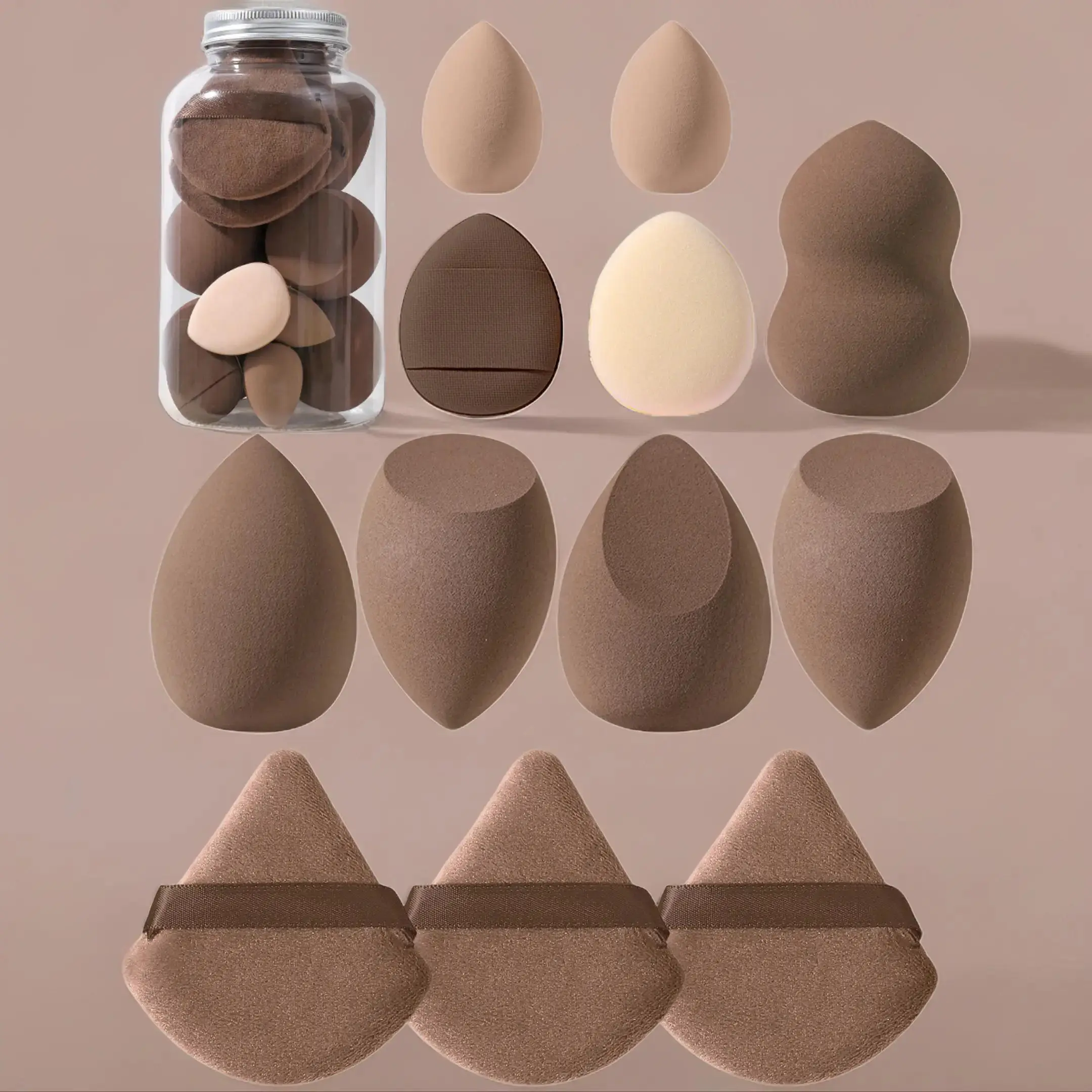 Blending Makeup Sponge & Powder Puff Set, Makeup Puffs, 12pcs Makeup Sponges for Liquid Foundation, Loose Powder, Concealer, Cream, Beauty Sponges Set, Blender Sponge, Sponge Pads, Cosmetics Makeup Tools, Makeup Accessories, Beauty Products
