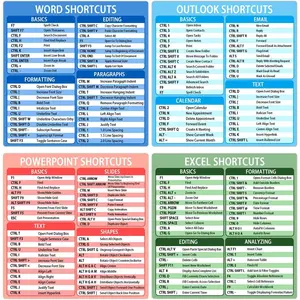 4 count Office Suite Hotkey Reference Guide Windows Shortcuts Stickers Office Productivity Stickers for Students Professionals Windows PC Laptop Computer, 4" x 4"