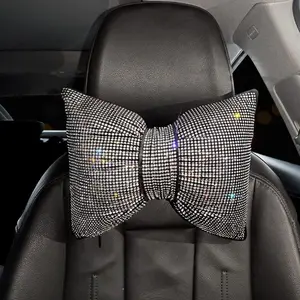 Rhinestone Decor Car Neck Pillow, Comfortable Cushion Head Rest Neck Support Pillow, Bling Crystal Bow Pillow for Women big pink bow pillow
