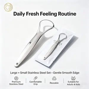 ICESEE Stainless Steel Tongue Scraper – Effective Tongue Cleaner Remove Bad Breath BPA-Free Reusable Oral Care for Adults Kids Fresh Breath