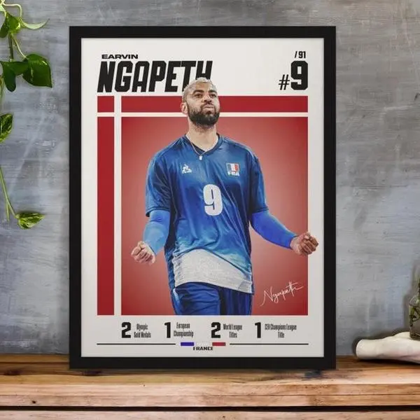 Volleyball France Star Ngapeth,Volleyball retro poster,Sport Poster,France,Volleyball,Art print,Impession,Bedroom volleyball art,wall art Poster (PRODUCT DOES NOT INCLUDE FRAME)