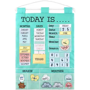 Learning Calendar Wall Chart - Homeschool Supplies, Interactive Pocket Chart for  &  -  Learning Activity Board, Circle Time Board for Classroom - Today is