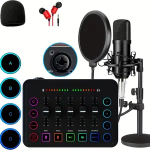 New Gaming Audio Mixer Podcast Equipment Bundle Xlr Microphone Computer sound card