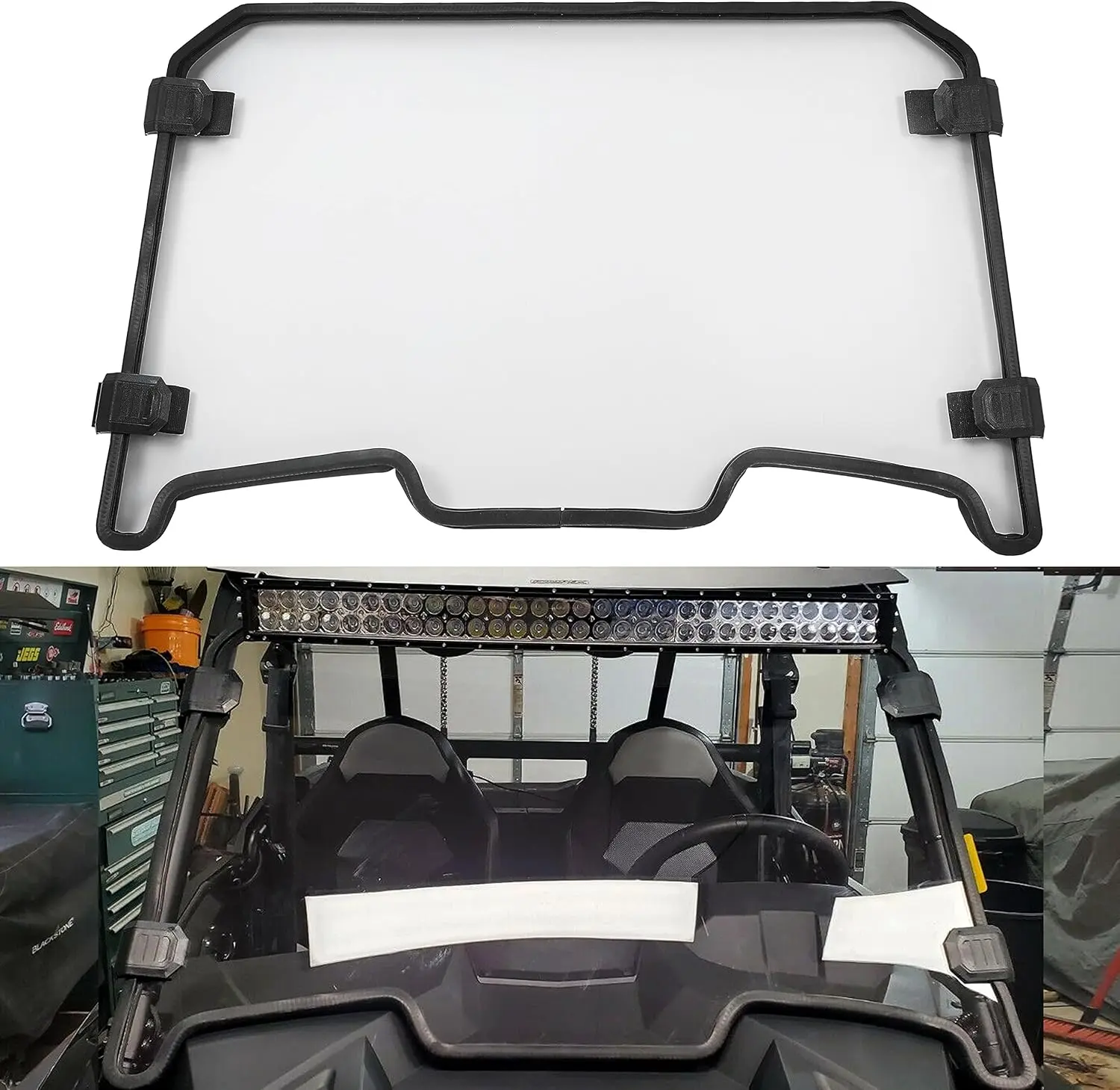 Front Full Windshield Compatible with 2019-2023 Polaris RZR XP 1000/XP 4 1000/XP Turbo/XP 4 Turbo Windscreen Polycarbonate Clear, Aerodynamic, Vehicle