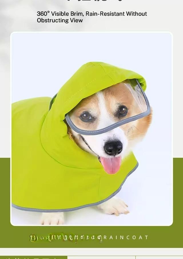 Dog Raincoat, Adjustable Dog Rain Jacket Clear Hooded Double Layer, Waterproof Poncho with Reflective Strip Straps for Small Medium Large Dog