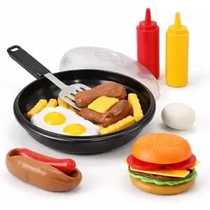 25 PCS Play Food Kids Toy Set with Frying Pan Skillet and Spatula - Kitchen Cooking Pretend Play Grill Set for Toddlers Kids