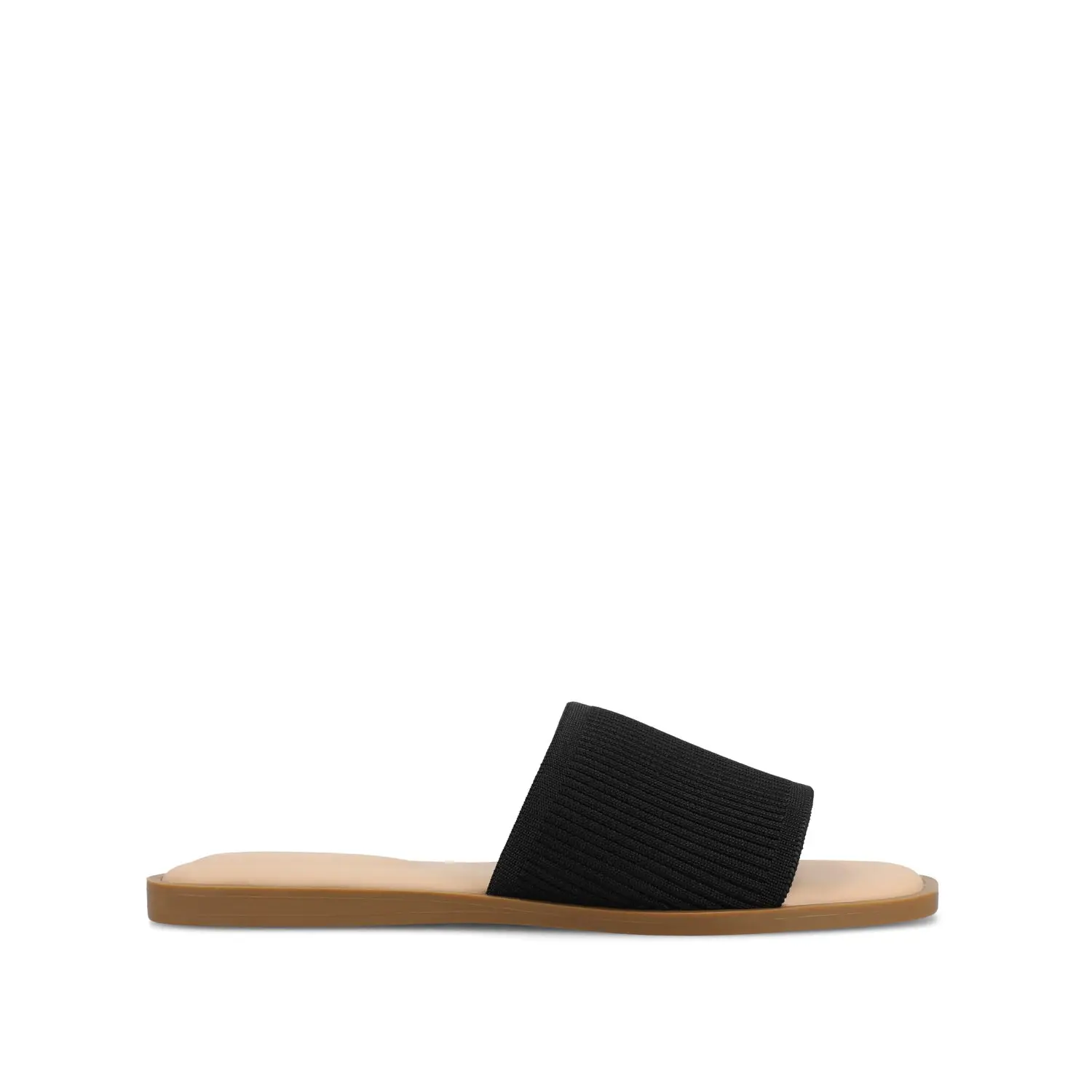 PRISILLA SLIDE SANDALS IN KNIT FABRIC - Black