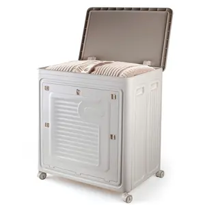 Clothes Storage Cabinet, Household Foldable Large-capacity Clothes Storage Box, Flip-top Bedside Storage Cabinet, Suitable For Quilts, Clothes, Shoes, Home Storage, No Installation Required, Trunks