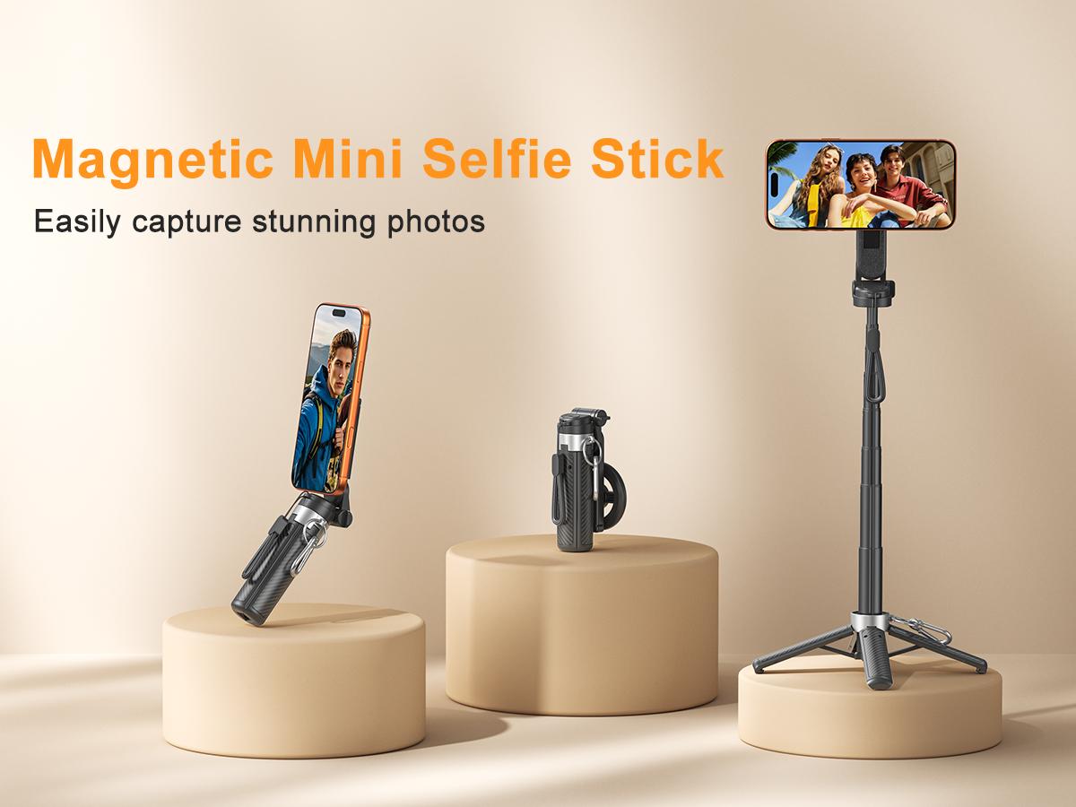 2026 Edition Four-in-One Magnetic Selfie Stick is upgraded to 25 inches longer, enhanced in stability, equipped with a wireless Bluetooth remote control, 360° rotation, and compatible with various mobile phones