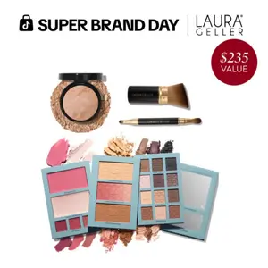Laura Geller RSVP Yes! Full Face Kit (4 PC) - Includes Foundation, Brushes, Eyeshadow, Bronzer, Blush, Highlighter, and More for Perfect Makeup Looks