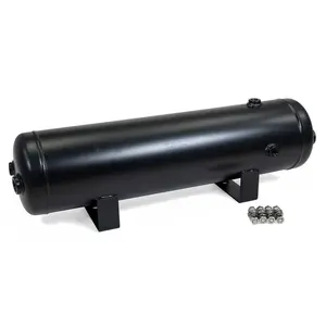 3 Gallon 7 Port Steel Air Tank | Black Powdercoat Finish | Two 1/2" NPT Ports & Five 1/4" NPT Ports