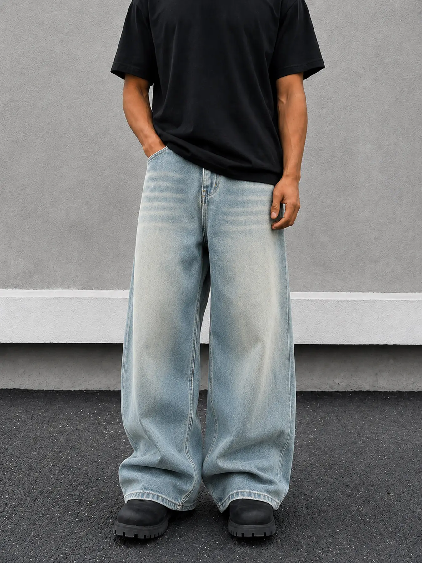 Men's Loose Washed Cotton Blend Denim Jeans - 90s Retro Baggy Oversized Relaxed Skater Style, Plain All Seasons Unisex Streetwear Casual Bottoms, Holiday Aesthetic Fashion Apparel, Durable Chic Preppy Rock Clothes
