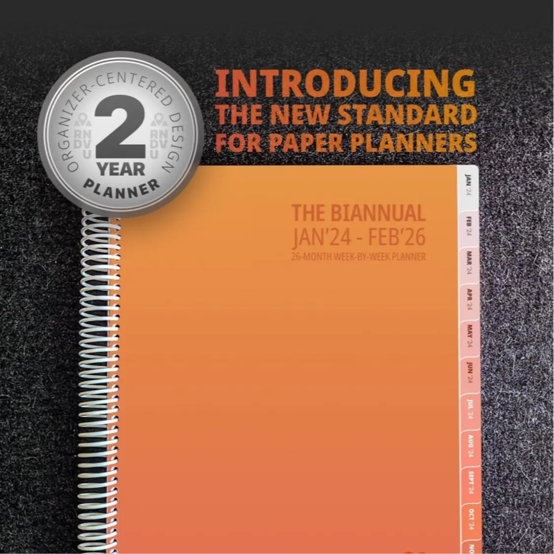 RNDVU 2 Year Daily Planner and Organizer - PUMPKIN, Bi-Annual, January 2024 through February 2026, 25-Month Weekly Planner