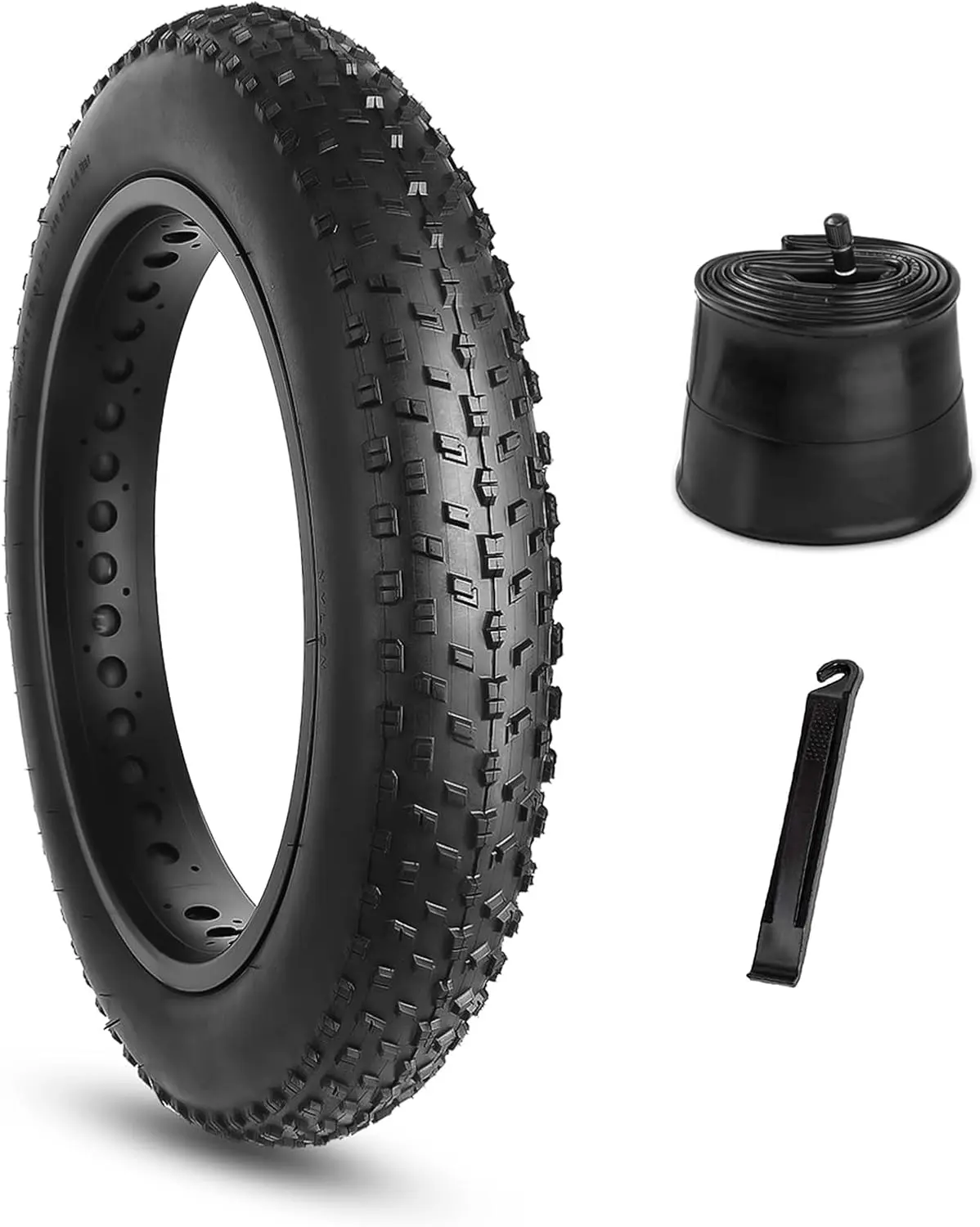 Hycline Fat Bike Tires Set: 20x4.0/26x4.0 Inch Folding Replacement MTB Fat Tires, All-Terrain High-Density Bicycle Tires with Inner Tubes and Tire Levers for Urban Street or Trail Riding