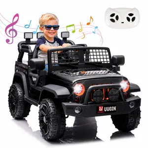 12V Plastic Remote Control Ride On Car with LED Headlights, Music Player, Ride On Wheels - Safe Battery Toy for 6-8 Years Old Kids, Christmas/Birthday Gift