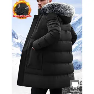 Men'S Heavy-Duty Winter Jacket - Thermal Insulated Cold Weather Coat with Hood, Full-Zip Front Closure, Large Pockets - Non-Stretch Fabric for Skiing, Hiking, Thick, Winter Jacket, Hiking Gear, Casual Style, Durable Construction, Outdoor Enthusiasts