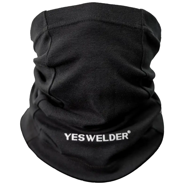 YESWELDER Flame Resistant Black Welding Neck Gaiter - FR Polyester Fiber Balaclava Face Mask, Breathable Spark Protection Work Accessory for Welders, Black Neck Gaiter