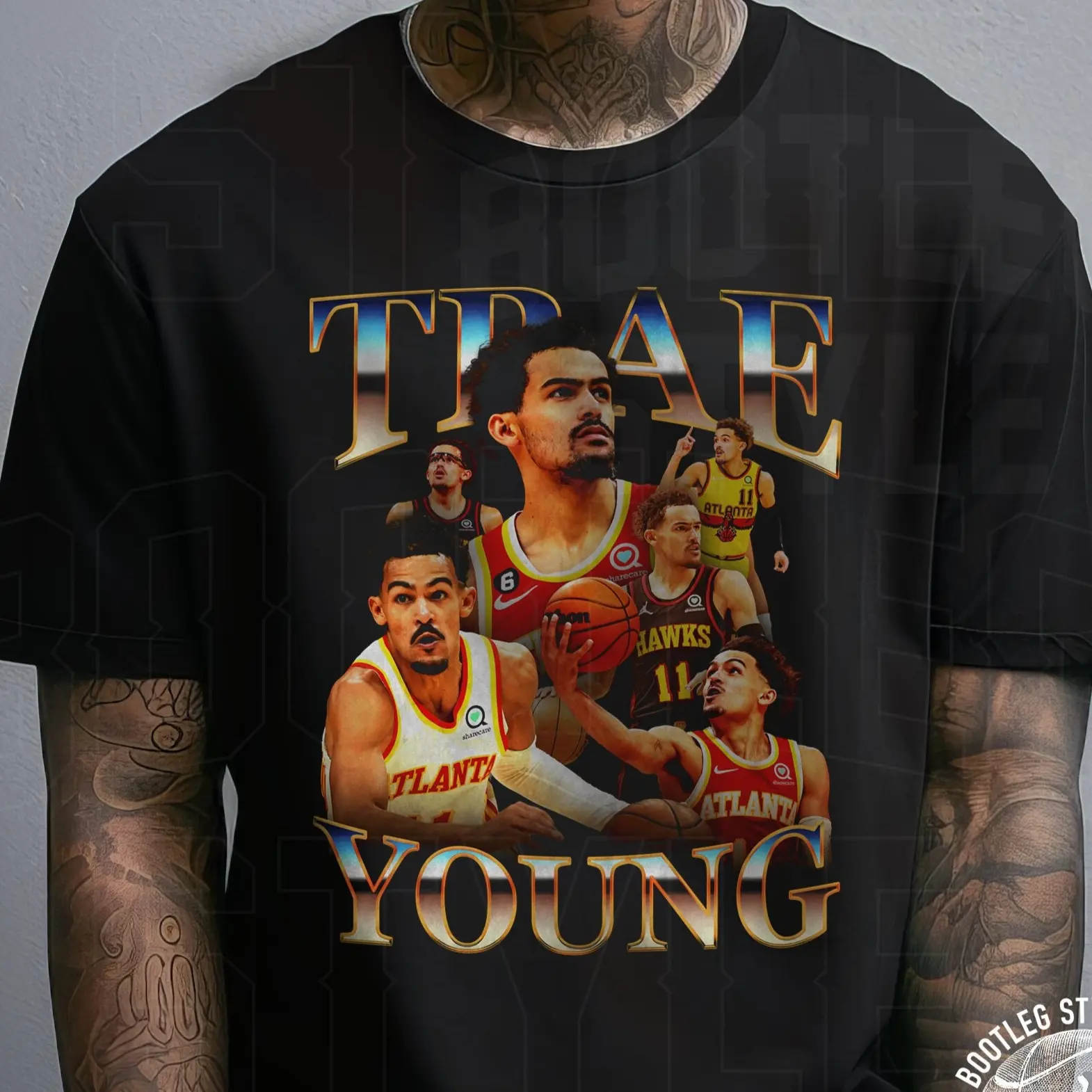 JALILELKHOURY Trae Young Vintage Basketball T-Shirt For Fans Tee Featuring 90s Bootleg Graphic Design For Ideal Atlanta Throwback Style