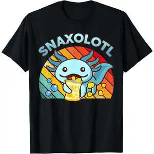 100% Cotton Axolotl-Shirt Snaxolotl Cute Axolotl Snacks Funny Food Kids T-Shirt Whimsical Playful Design for All Occasions
