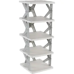 5-Tier Vertical Shoe Organizer, Small Folding Shoe Rack for Small, Entryway, Colset, Gray