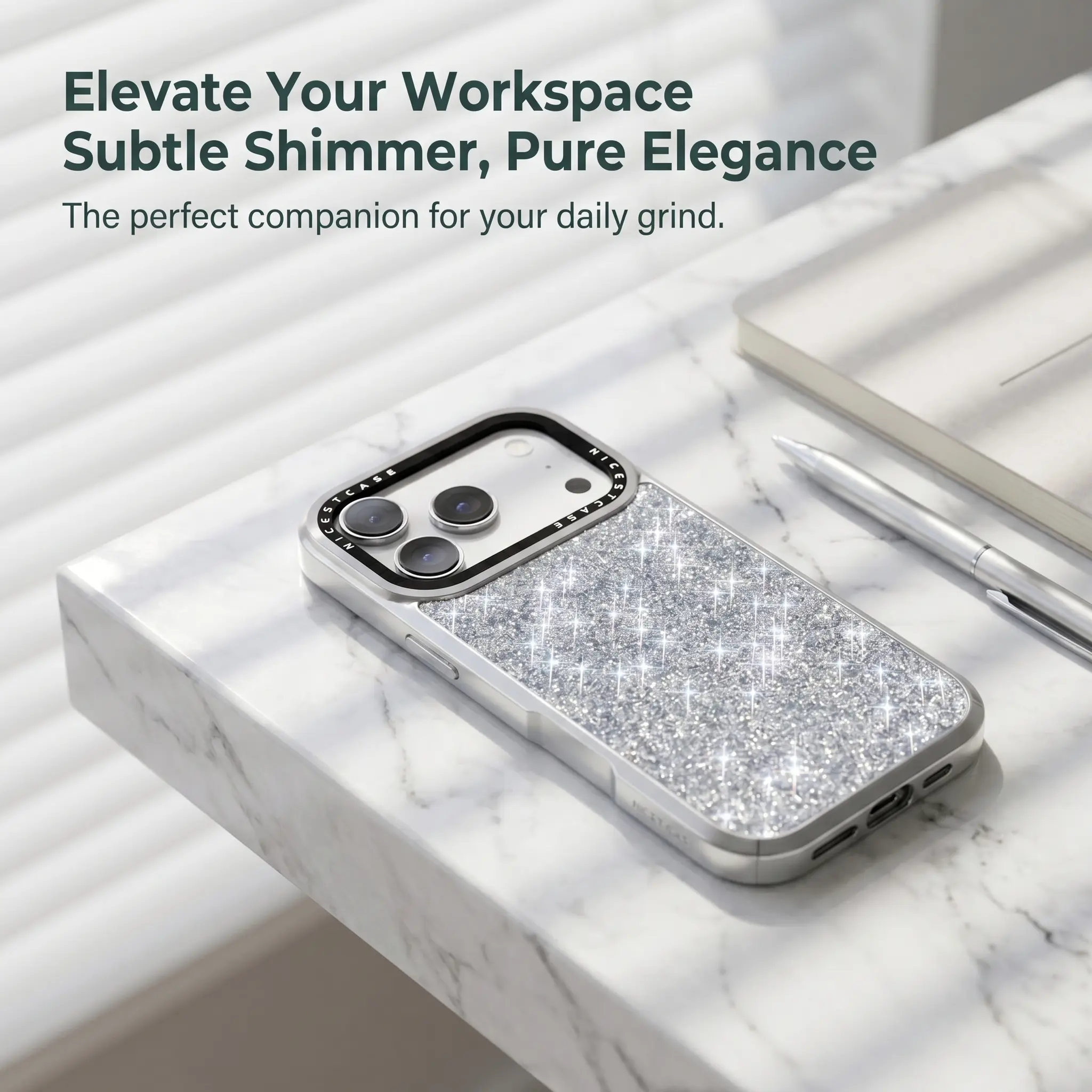 NICESTCASE Natural Crystal Diamond Shockproof Phone Case for iPhone 16/17 Pro Max - Vacuum Electroplated TPU+PC Casing, 3m Drop Protection, Anti-Yellowing, Unique Design Smartphone/Cellphone/Handheld Device Accessory