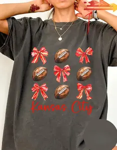 Chiefs Shirt, Kansas City Football Bow Tee,Kansas City Shirt, Kansas Coquette Shirt, Game Day Shirt,Football Shirt VUS