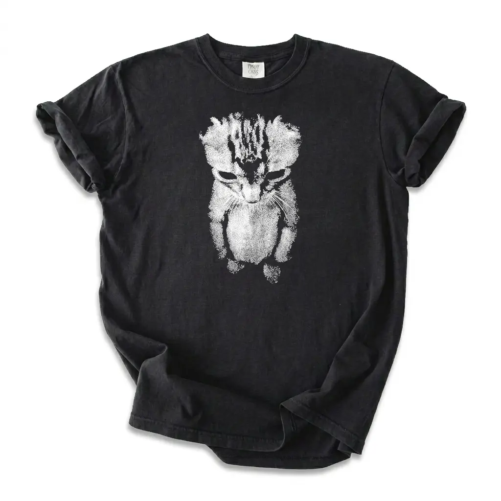 Women's Sad Kitten Meme T-Shirt, Vintage Retro Triple-Distress Graphic, 100% Cotton Shortsleeve Top with a Ribbed Round Neck, Regular Fit