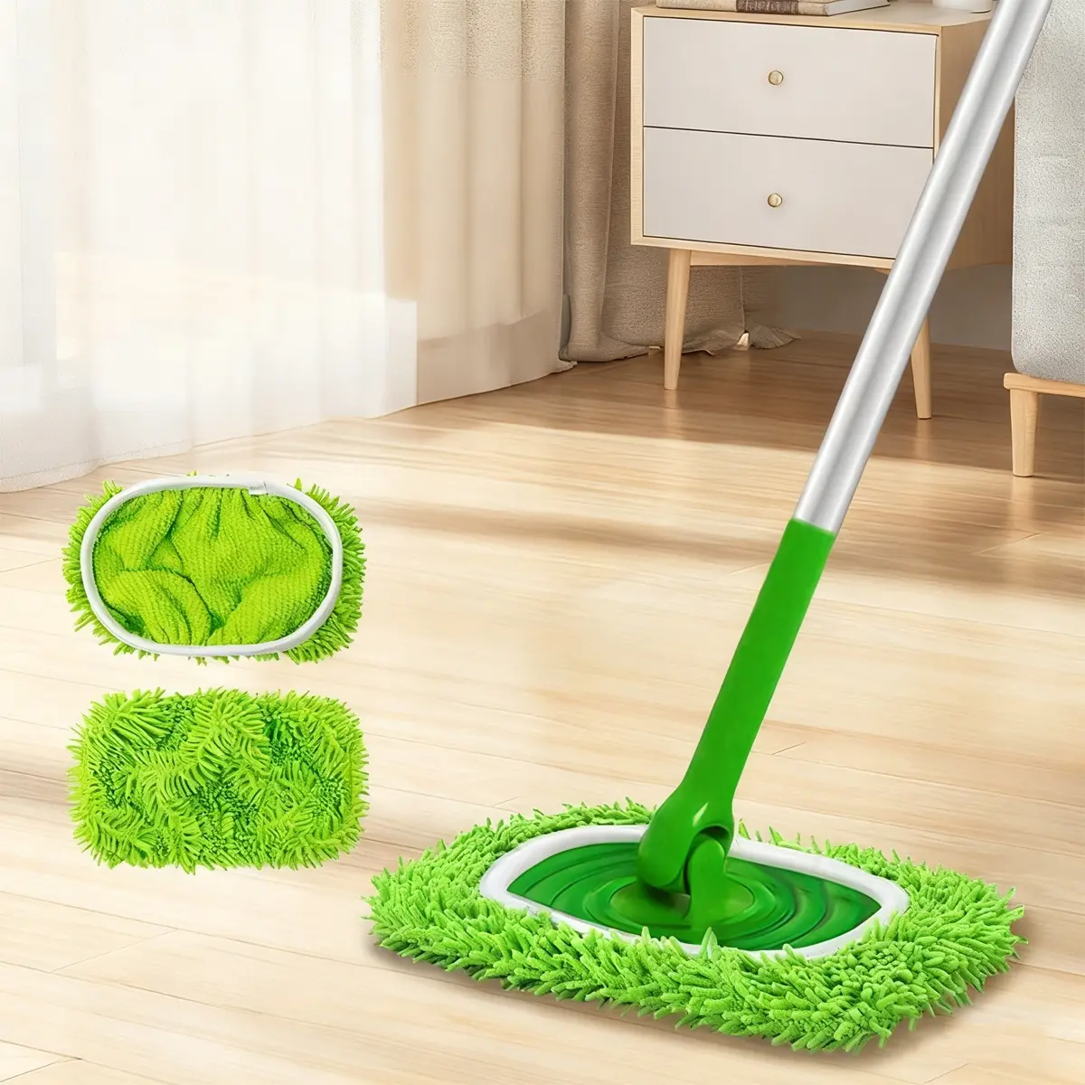 Reusable Wet Wipes Refill Pack for Swiffer Brooms & Mops, Dry Dusting Cloths and Wet Floor Mop Pads, Washable Microfiber, 6 Pieces
