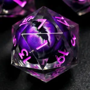 Sharp Edge Resin Dice Set - Liquid Core DND Dungeons adn Dragons Dice, Dragon Eye Dice, Polyhedral Beholder's Ttrpg Die for RPG Role Playing and Floating Gaming