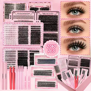 Mixed Length & Style Individual False Eyelash Kit, Fluffy Natural Cute Manga  Clusters, Cherry Blossom Spring Special Edition, Eyelash Extension Set, Soft Curling Fake  For Women, Suitable For All-Year & Sakura Festival Makeup Gentle Wispy DIY