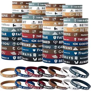 Christian Biblr Verses Silicone Wristbands - 20 Pieces for Men & Women - Popilar Bible Verses Faith Rubber Bracelets - Religious Jewelry Gifts