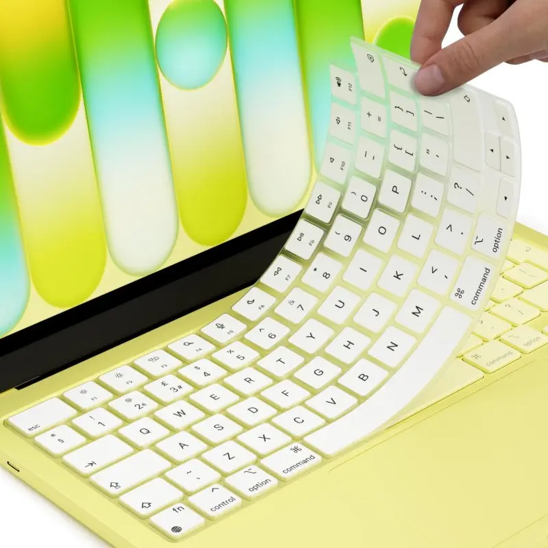 Silicone Keyboard Cover Skin for Macbook Neo 13'' & MacBook Air 13.6"/15.3" with M5 Chip 2026 & MacBook Pro 14'' 16'' M5/M4/M3/M2 Pro/Max 2026-2021 Laptop Protective Accessories EU/UK Layout (White/Pink) Laptop Keyboard Covers