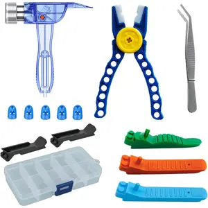 Building Blocks Tool Kit - Brick Separator, Mini Blocks Tool Set, Multi-Functional Hammer, Pliers, Tweezers, Finger Protectors with Tin Box (Blue)