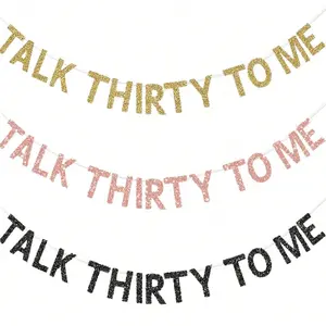Talk Thirty to Me Banner, Glittery Foil Decor, Ornaments, Perfect for Men Women 30th Birthday Celebration, Trendy Party Accessory, Decoration